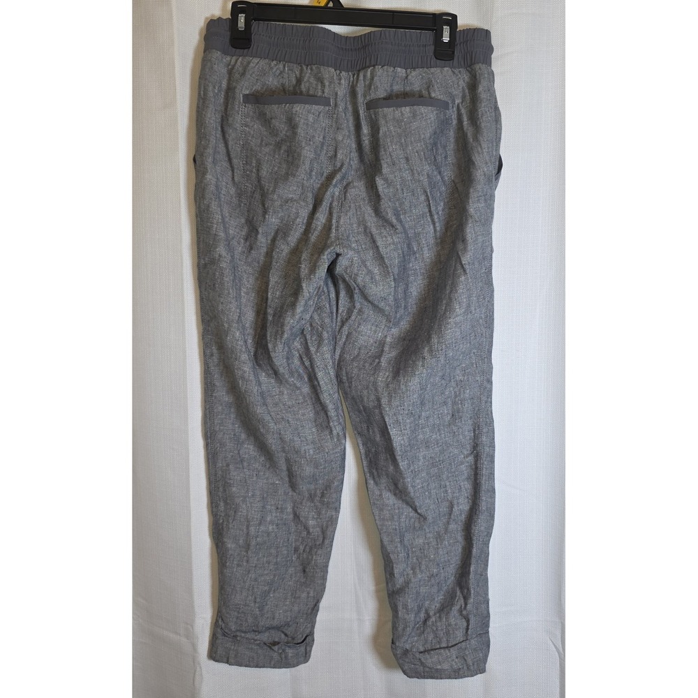 Athleta Bali Ankle Pants Womens Size 10 Linen Gray Pockets Rolled Cuff Ankle - Picture 2 of 12